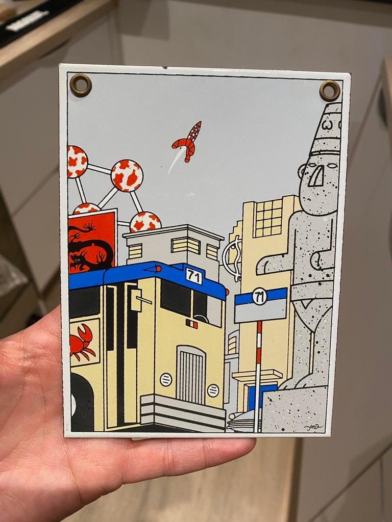 Émaillerie belge - Petite plaque thème Tintin, Verzamelen, Ophalen of Verzenden, Kuifje