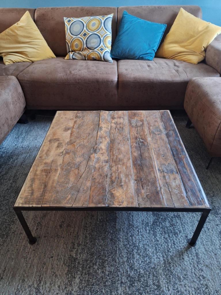 superbe table basse en bois et métal, 50 tot 100 cm, 50 tot 100 cm, Zo goed als nieuw, Minder dan 50 cm