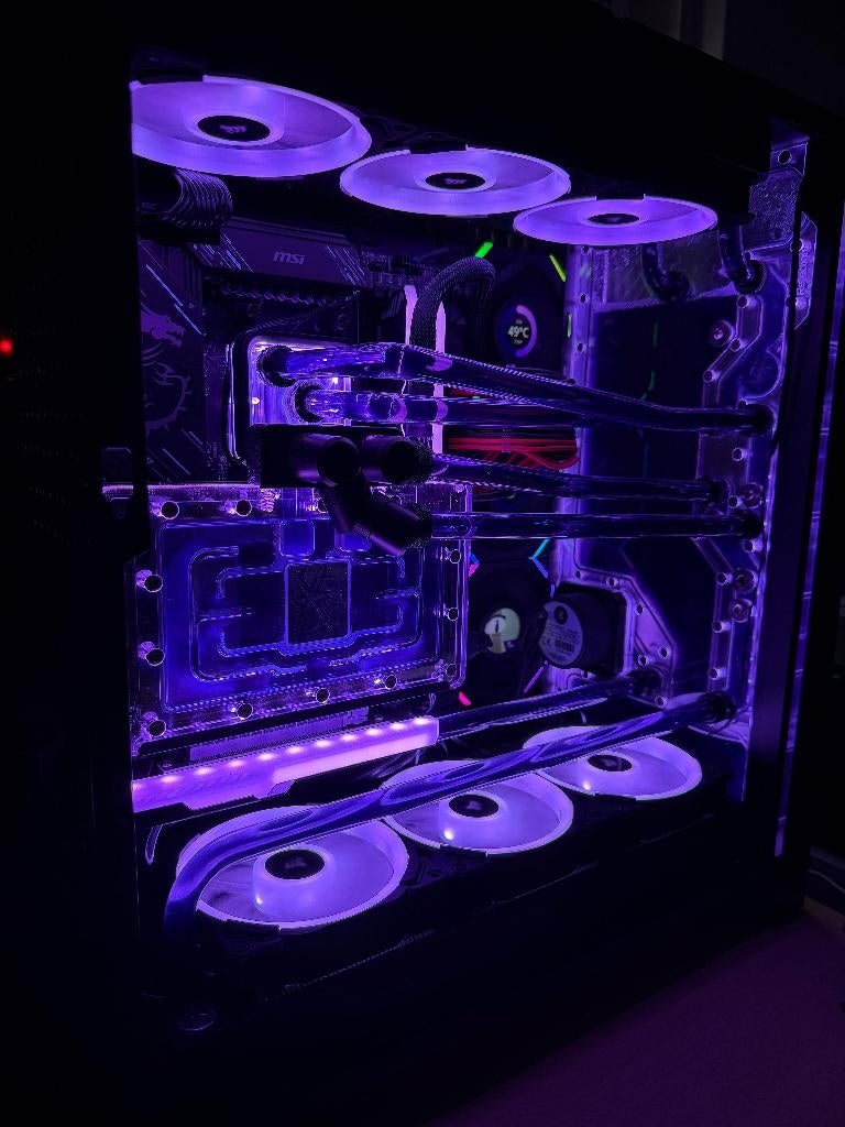 Ultra Custom Loop Game PC Ryzen 9 + RTX 5090, Computers en Software, Desktop Pc's, Zo goed als nieuw, SSD, 32 GB, Met videokaart