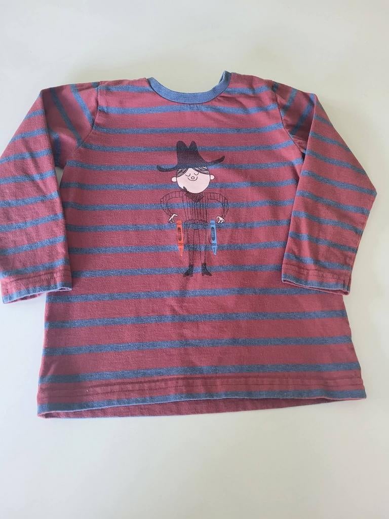 Bordeaux longsleeve met blauwe strepen met 
Mt: 5
Filou, Kinderen en Baby's, Ophalen of Verzenden