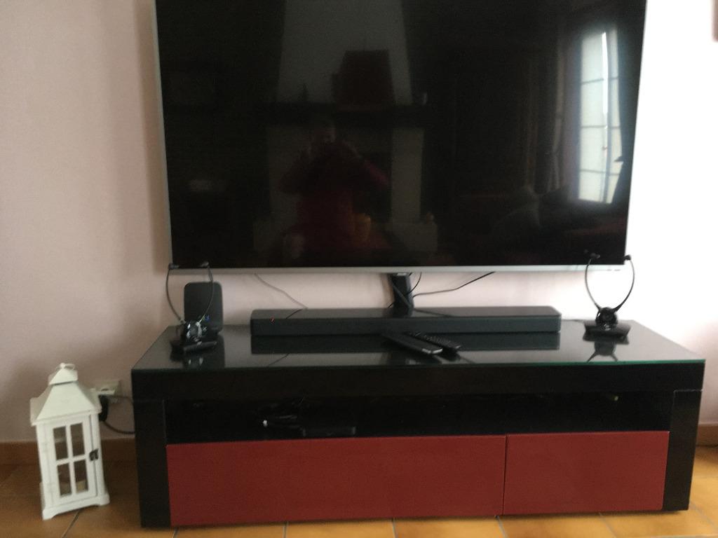 Meuble TV en laqué noir et rouge, 25 à 50 cm, Moins de 100 cm, 150 à 200 cm, Comme neuf