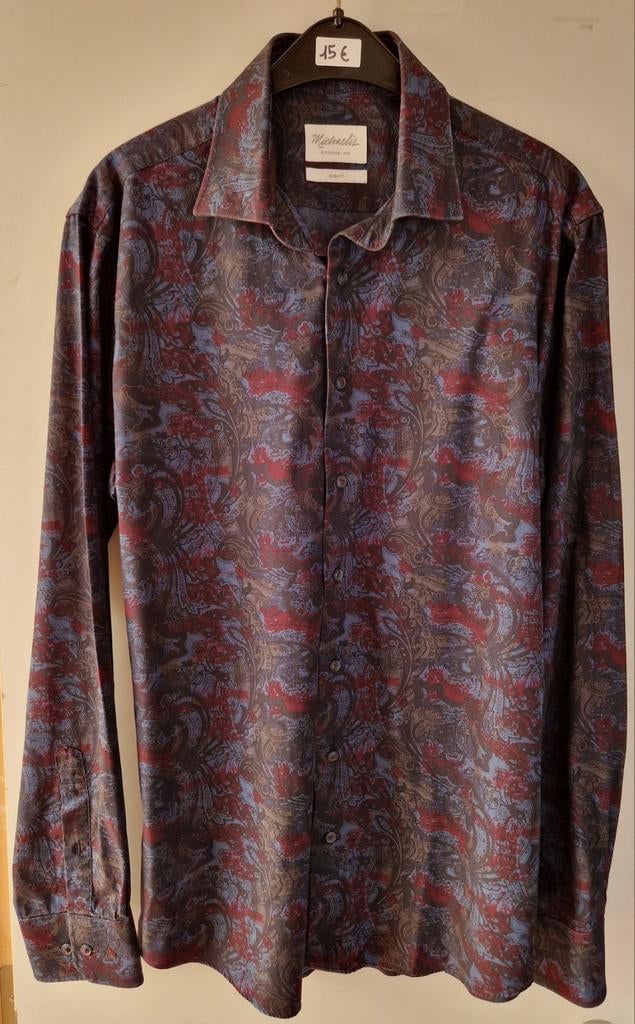 Hemd Michaelis blauw/print  Slim Fit M 41 L ( Nieuw ), Blauw, Michaelis, Nieuw, Ophalen of Verzenden