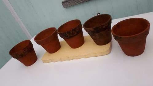 lot de 5 pots en terre cuite usagés dia 12 à 12,5 cm, Enlèvement