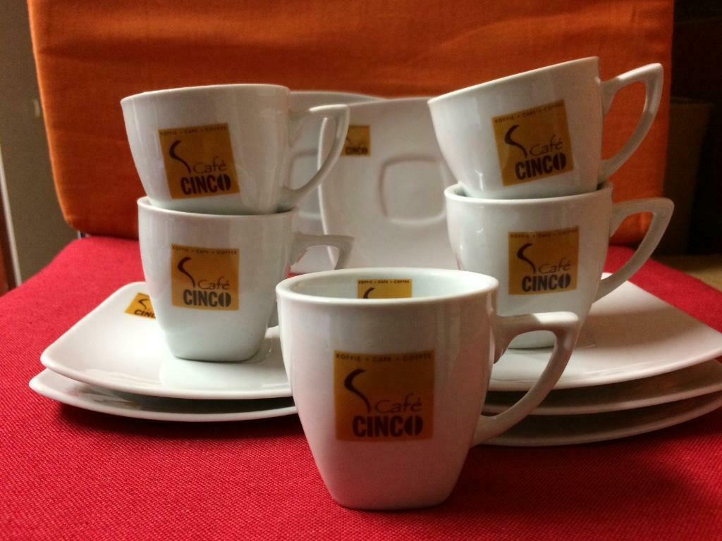 5- Delige set mokka tassen -tasses - Cinco café, Maison & Meubles, Enlèvement ou Envoi
