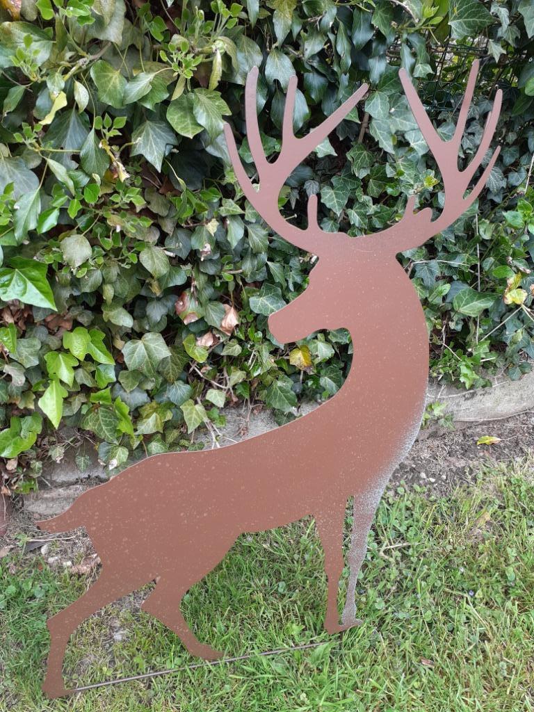 Grand cerf en métal patiné, Jardin & Terrasse, Statues de jardin, Enlèvement, Neuf, Métal, Animal