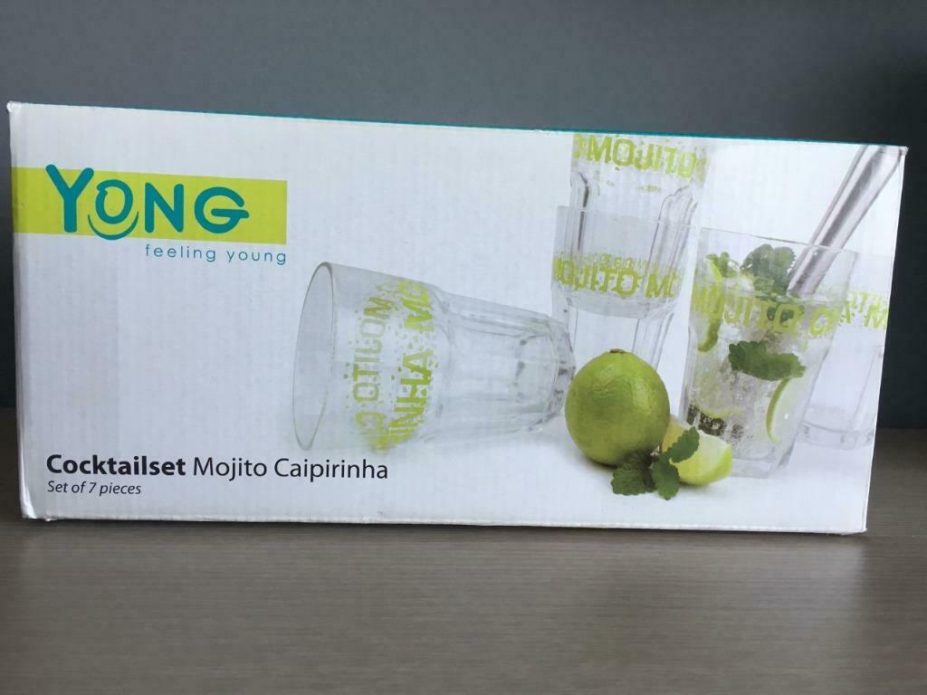 Set 6 mojito glazen & stamper Yong - NIEUW, Envoi, Neuf, Verre, Verre ou Verres
