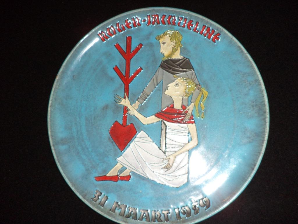 XXL bord 1959 JOOST MARECHAL twee figuren 46 cm wandbord, Enlèvement