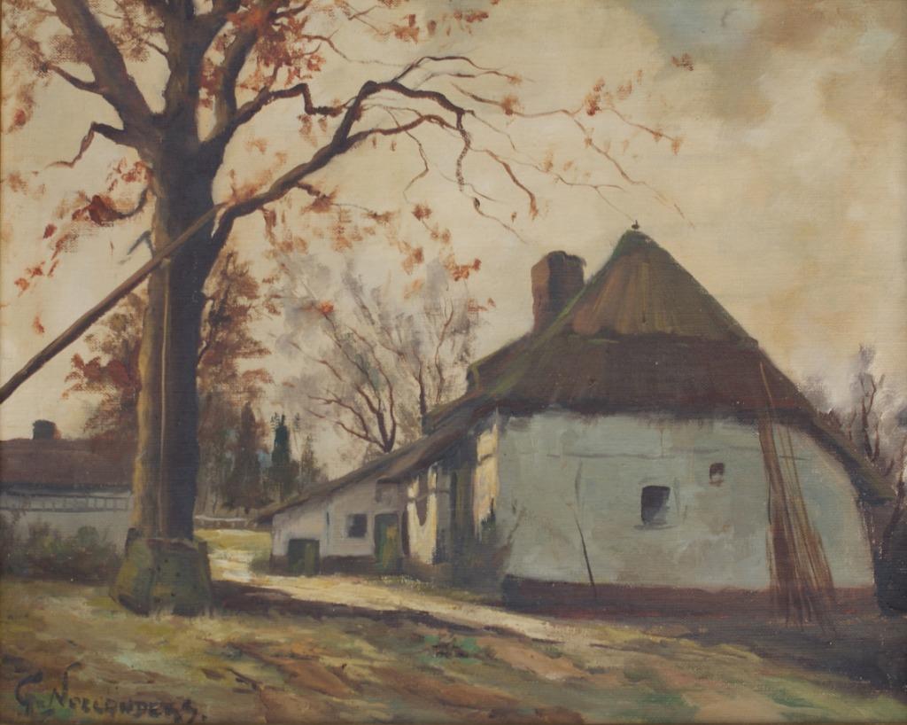 Gaston Noelanders (1910-1987): Hoevezicht (O/D, 68 x 58 cm), Antiquités & Art, Enlèvement ou Envoi