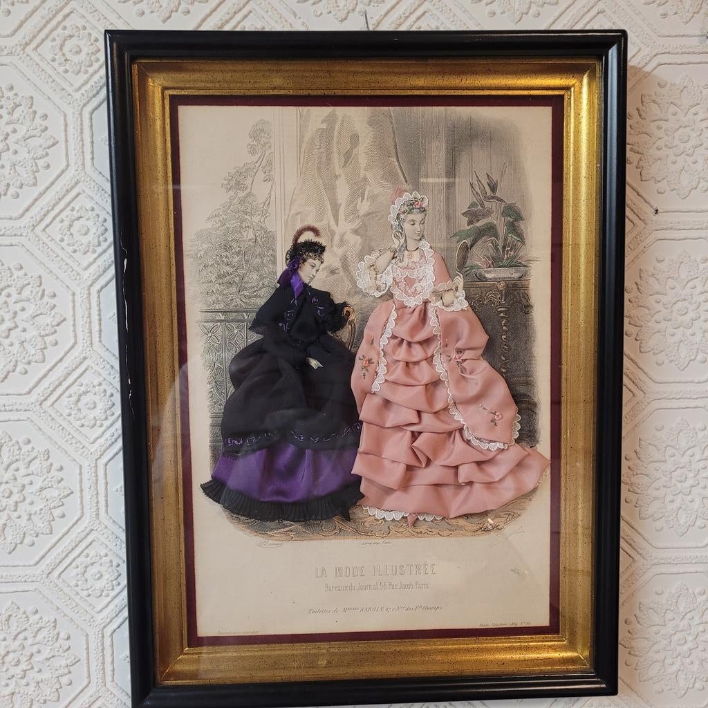 ingelijste handgekleurde modeprint, Enlèvement