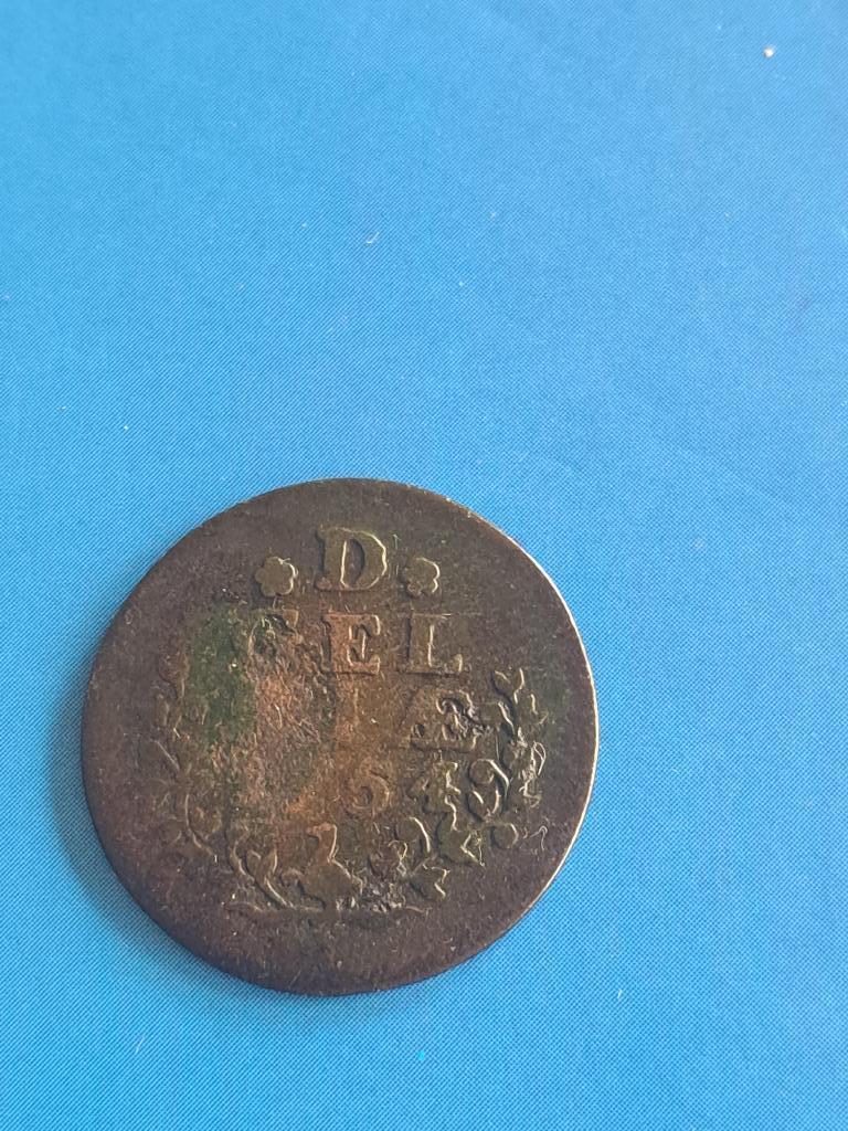 1754 Gelderland duit, grote muntplaat 24 mm, schaars, Verzenden, Vóór koninkrijk, Overige waardes, Losse munt