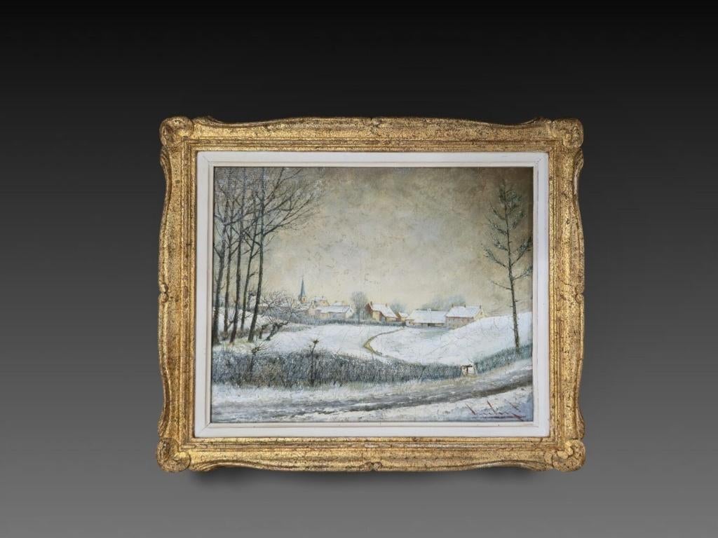 Louis Van Lint (XIX-XX), besneeuwd landschap, Ophalen of Verzenden
