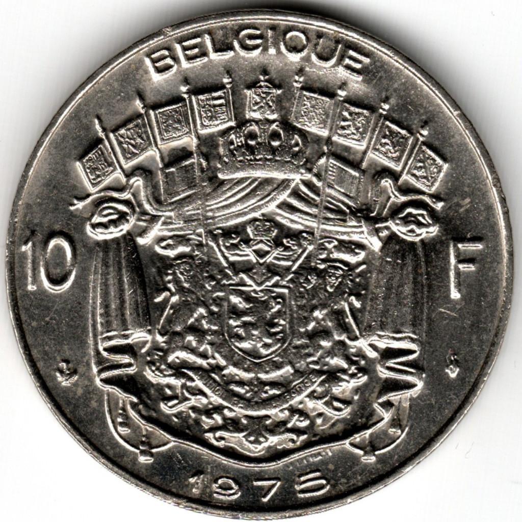 Belgique : 10 Francs 1975 FR Morin 770 Ref 16311, Enlèvement ou Envoi, Métal, Monnaie en vrac