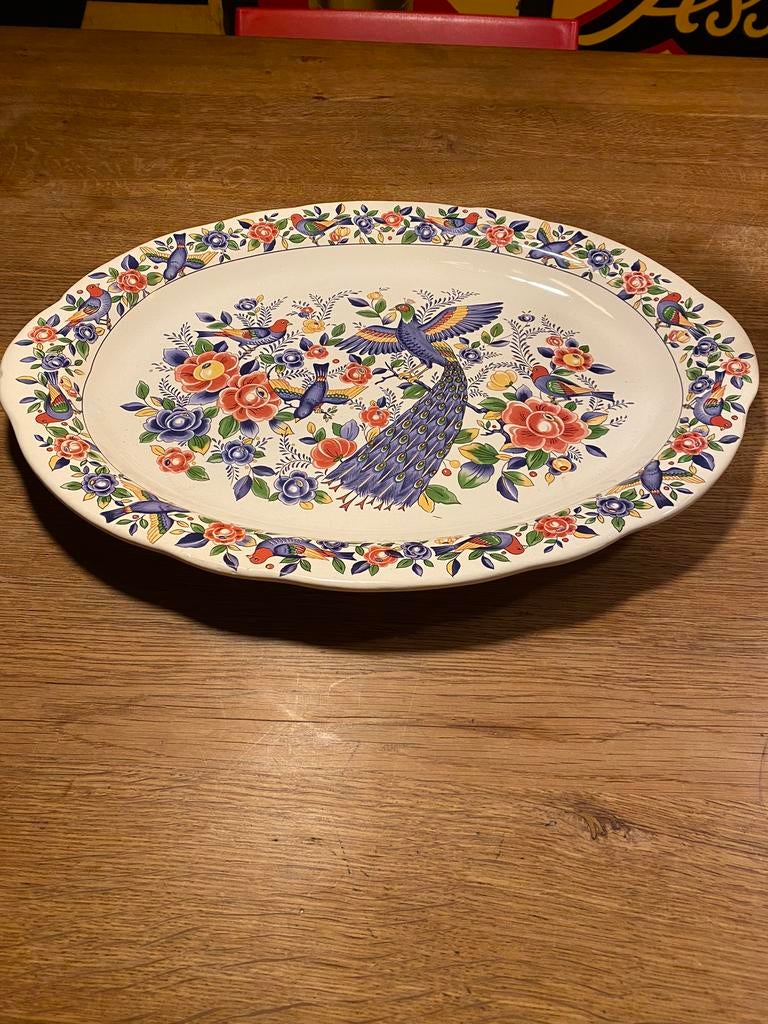 Beau grand bol de service coloré en forme de paon, Enlèvement ou Envoi