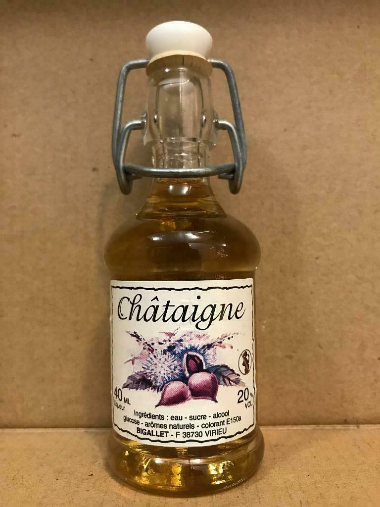 Châtaigne - Bigallet - Mignonnette d'alcool - 40 ml - France, Enlèvement ou Envoi, Pleine, Comme neuf, Autres types