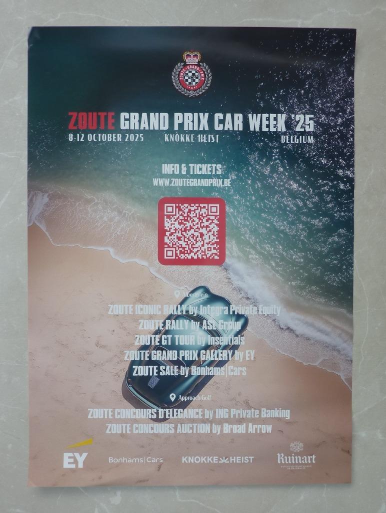 poster Zoute Grand Prix car week 25, 8-12 October 2025 NIEUW, Ophalen of Verzenden, Nieuw, Auto's