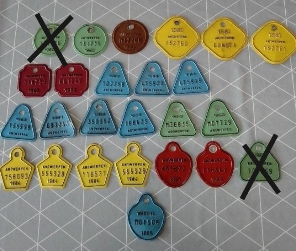 Oude taksplaten / fietsplaten 1977 - 1985, Antiek en Kunst, Ophalen of Verzenden