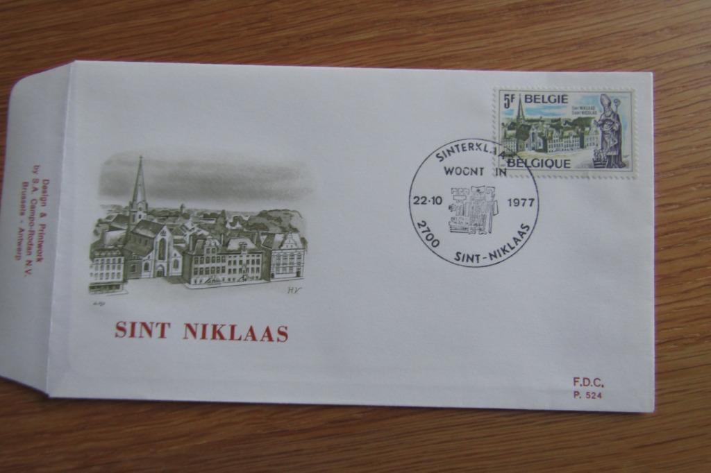 FDC Sint-Niklaas 1977, Postzegels en Munten, Postzegels | Europa | België, Gestempeld, Overig, Met stempel, Ophalen of Verzenden