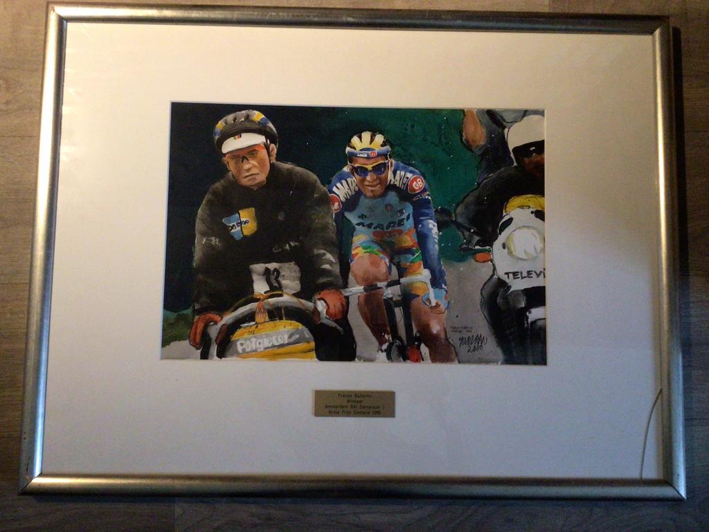 schilderij 1996  mapei amsterdam derny  franco ballerini, Ophalen, Zo goed als nieuw