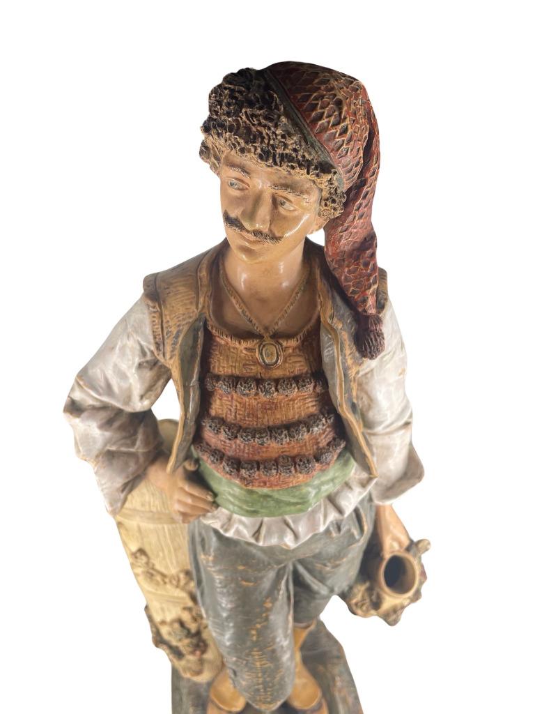 Polychroom terracotta „Italiaanse boer” — Goldscheider, Ophalen of Verzenden
