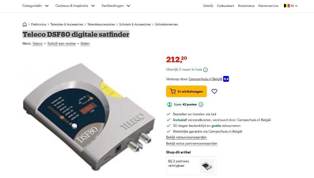 Teleco DSF80 digitale satteliet finder+schotel, Ophalen of Verzenden, Zo goed als nieuw, (Schotel)antenne-accessoires, Overige merken