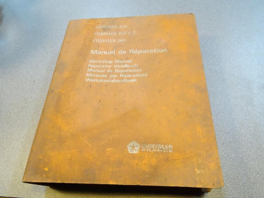 Werkplaatsboek Chrysler 160, 160 GT, 180 Franstalig, Ophalen of Verzenden