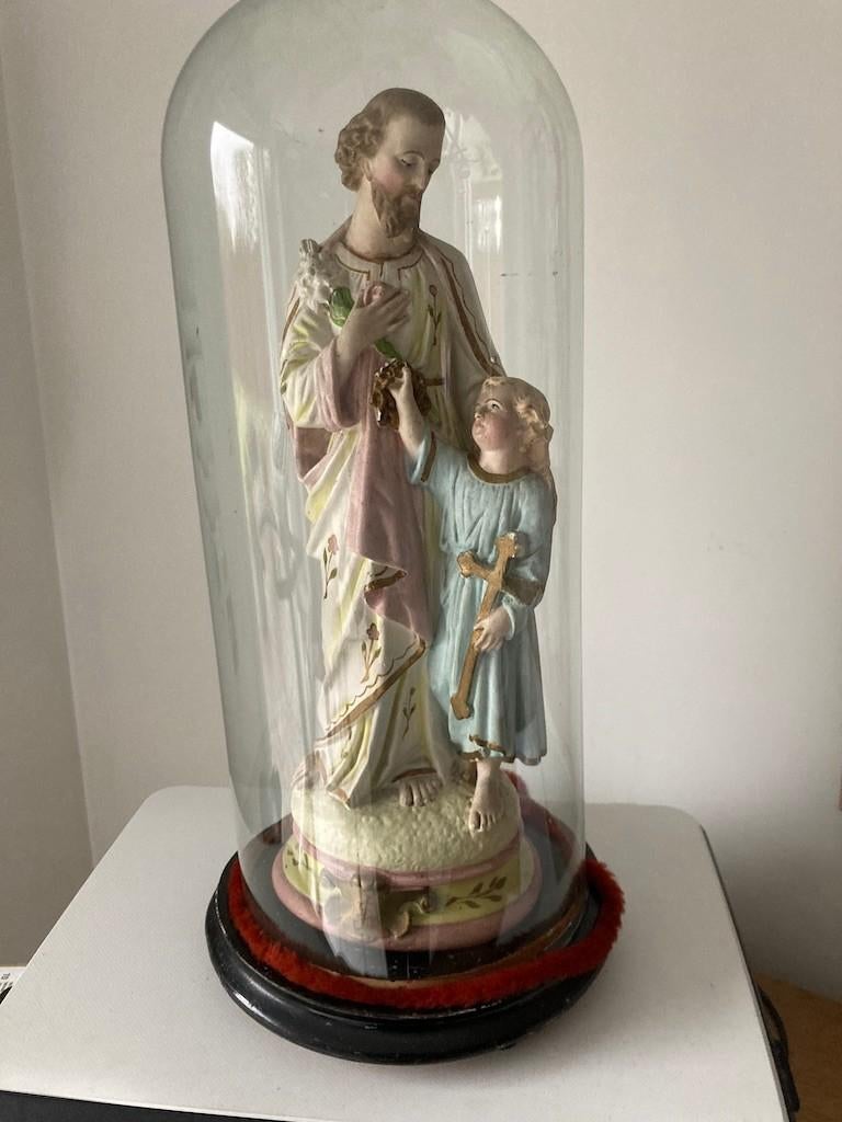 religieus beeld onder glazen stolp, Ophalen of Verzenden, Gebruikt, Beeld(je), Christendom | Katholiek