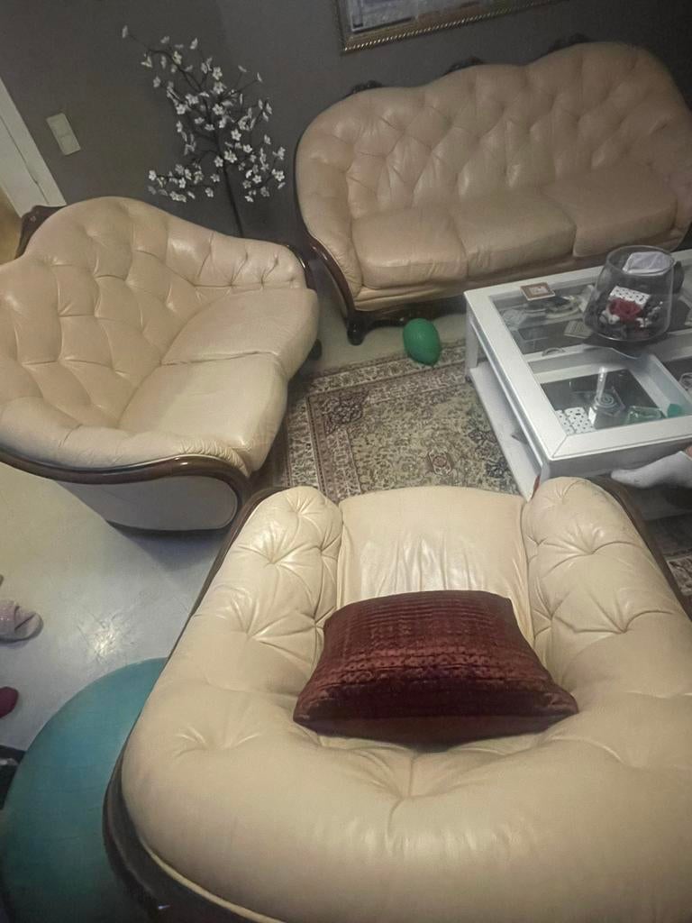 3+2+1 fauteuil (omvormbaar bed), Ophalen, Zo goed als nieuw, Leer