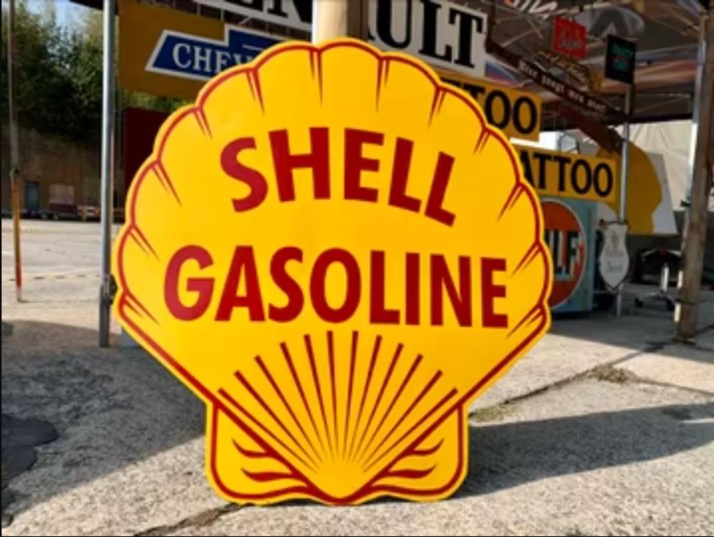 Panneau d'affichage SHELL GASOLINE, Collections, Marques & Objets publicitaires, Utilisé, Panneau publicitaire, Enlèvement