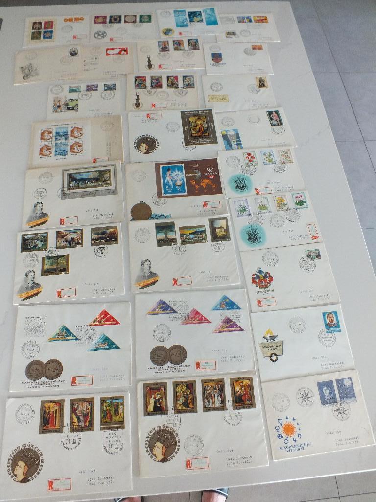 Magyar Posta -Hongarije 1973 - 27 omslagen met postzegels., Timbres & Monnaies, Timbres | Europe | Hongrie, Envoi, Affranchi