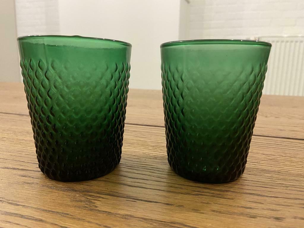 2 groene glaasjes/potjes, Verzamelen, Ophalen of Verzenden
