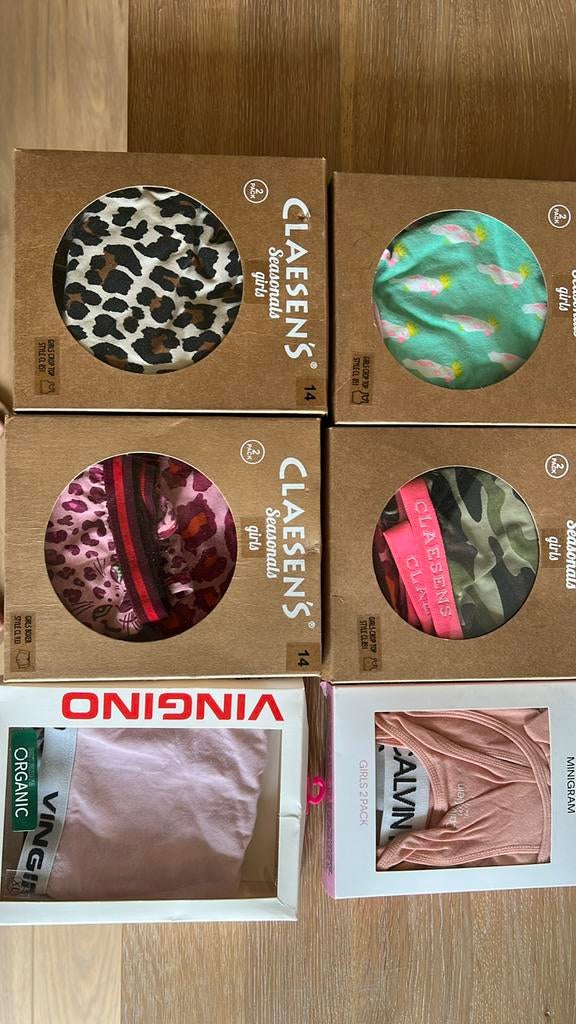 Pakket boxers en croptopjes maat 14, Claessens, Nacht- of Onderkleding, Meisje, Ophalen of Verzenden