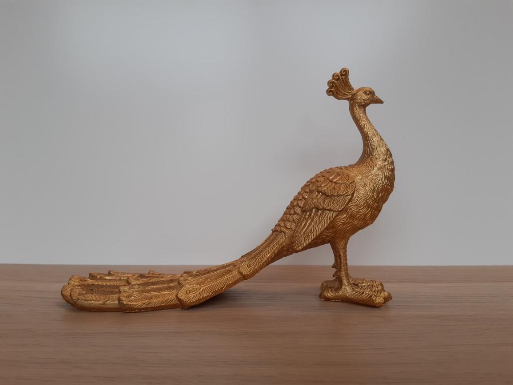 Mooie gouden pauw decoratiebeeld, Ophalen of Verzenden, Nieuw, Dier