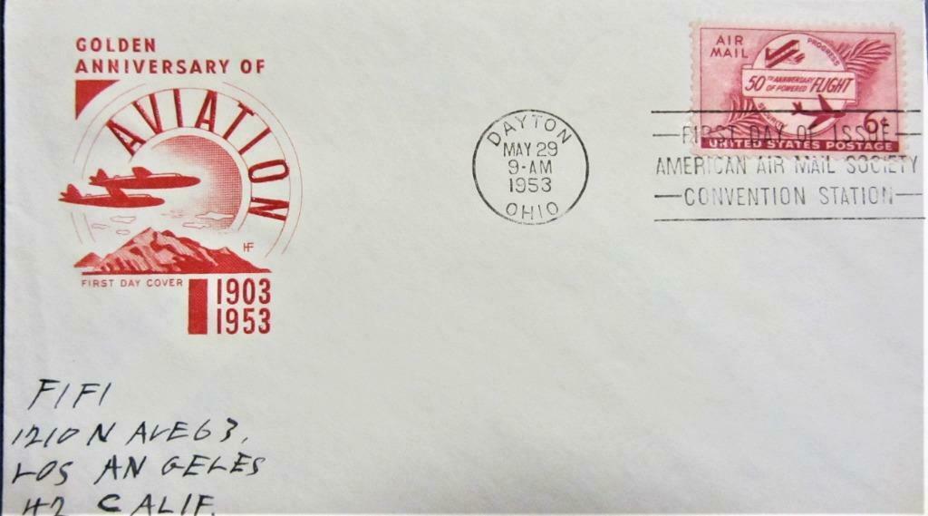 FDC- U.S.A.- GOLDEN ANNIVERSARY OF AVIATION, Ophalen of Verzenden, Gestempeld, Vliegtuigen