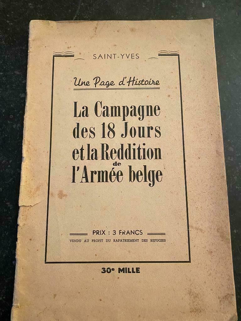 La campagne des 18 jours et la reddition de l'armée belge, Livres, Enlèvement ou Envoi, 20e siècle ou après, Utilisé