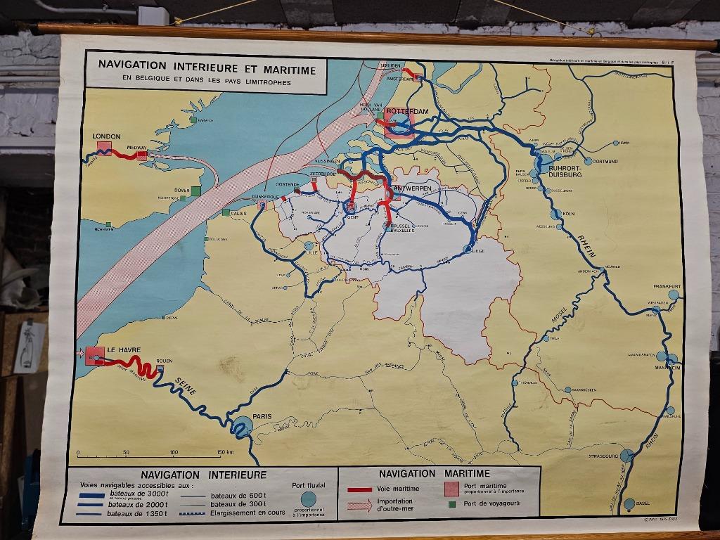 Schoolkaart navigation interieure et maritieme, Antiek en Kunst, Ophalen