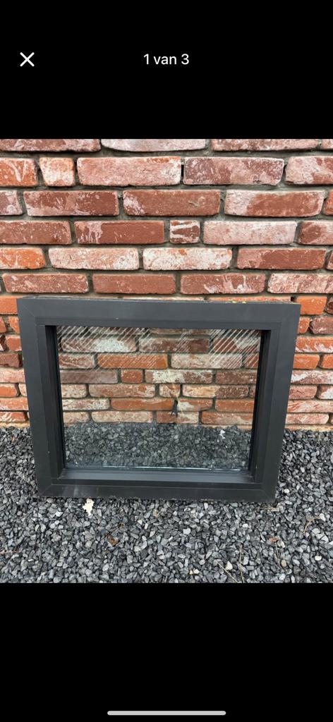 Venster zwart vast dubbel glas, Doe-het-zelf en Bouw, Raamkozijnen en Schuifdeuren, Ophalen, Zo goed als nieuw