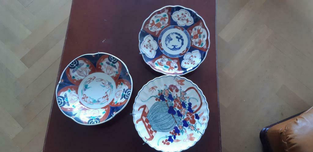 lot 3 assiettes porcelaine anciennes, Antiquités & Art, Enlèvement ou Envoi
