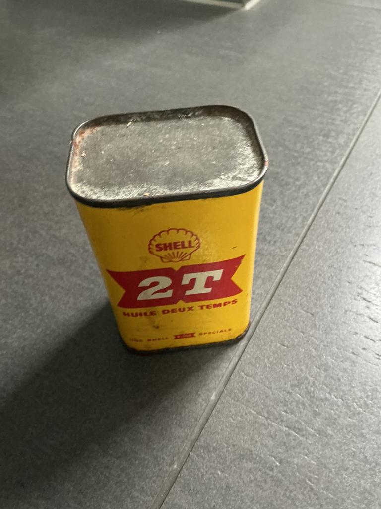 Bidon vintage d'huile à deux temps Shell 2T pleine de 1/4 L, Enlèvement ou Envoi