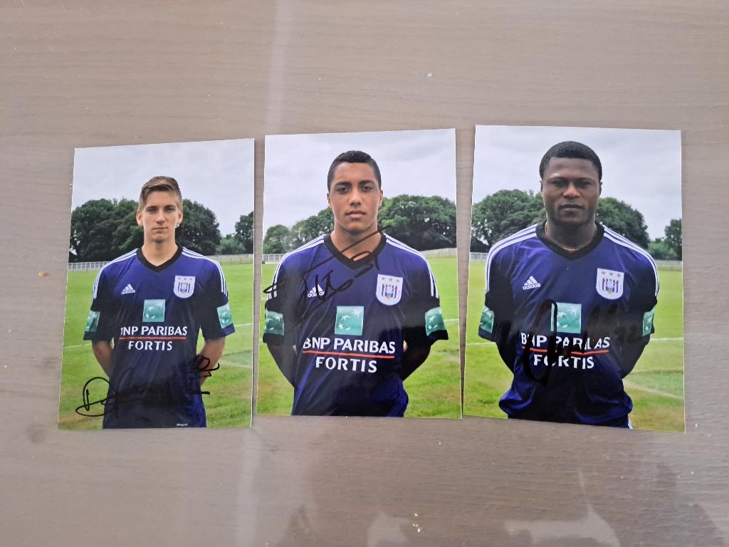 3 foto's met handtekening RSC Anderlecht 2013-2014, Verzamelen, Ophalen of Verzenden, Zo goed als nieuw