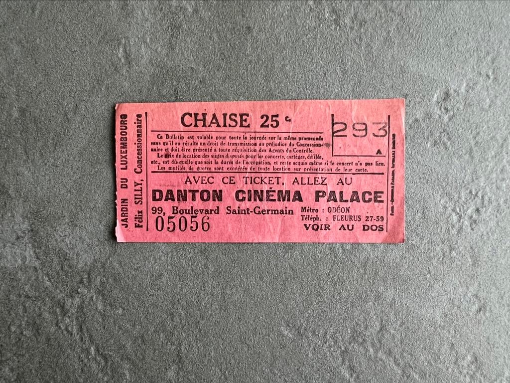 Ancien ticket de chaise jardin du Luxembourg à Paris, Enlèvement ou Envoi, Comme neuf