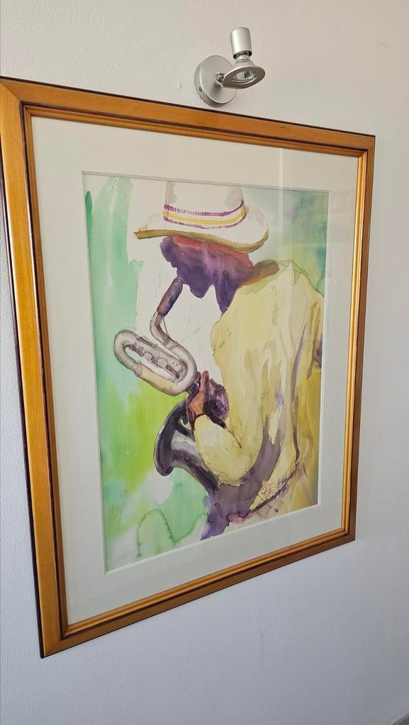 Saxophone man painting 90cm × 70cm, Ophalen of Verzenden
