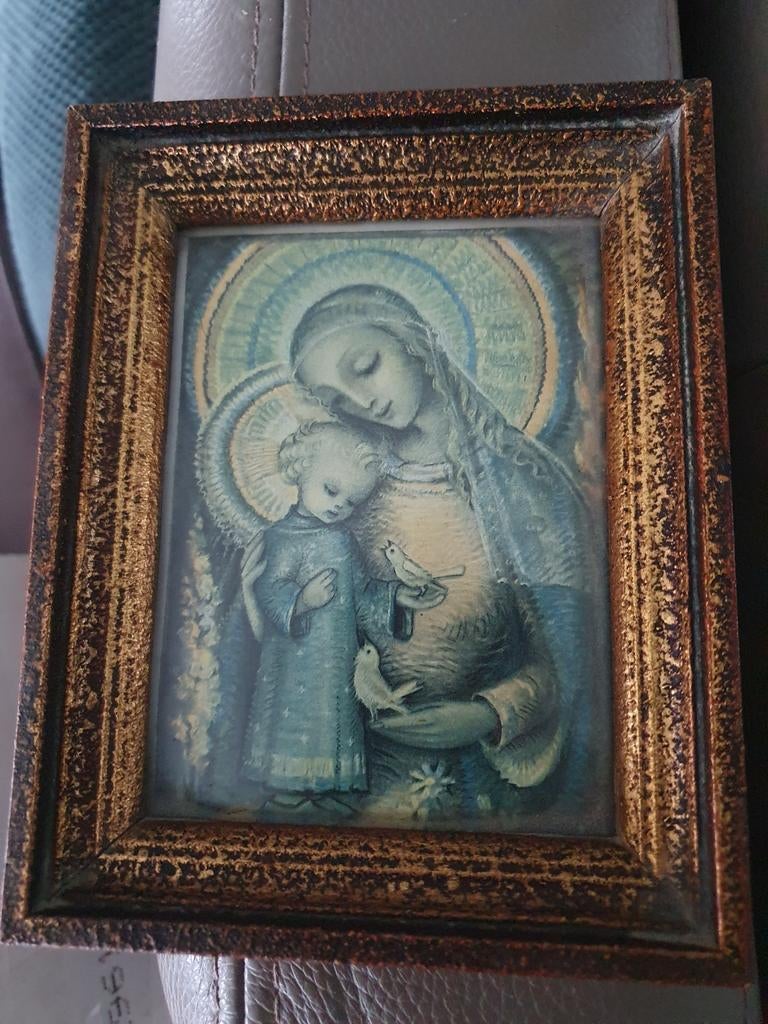 Klein gouden kader met maria en kind, Antiek en Kunst, Ophalen of Verzenden