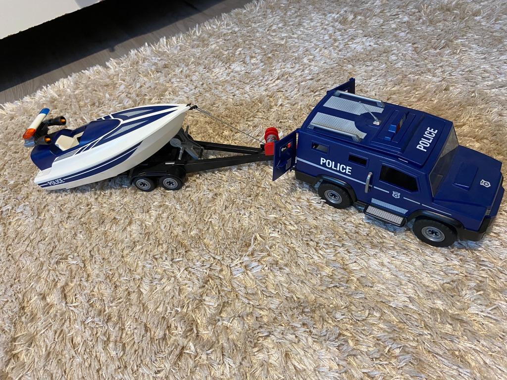 PLAYMOBIL City Action Politietruck met Speedboot - 5187, Kinderen en Baby's, Speelgoed | Playmobil, Ophalen, Zo goed als nieuw