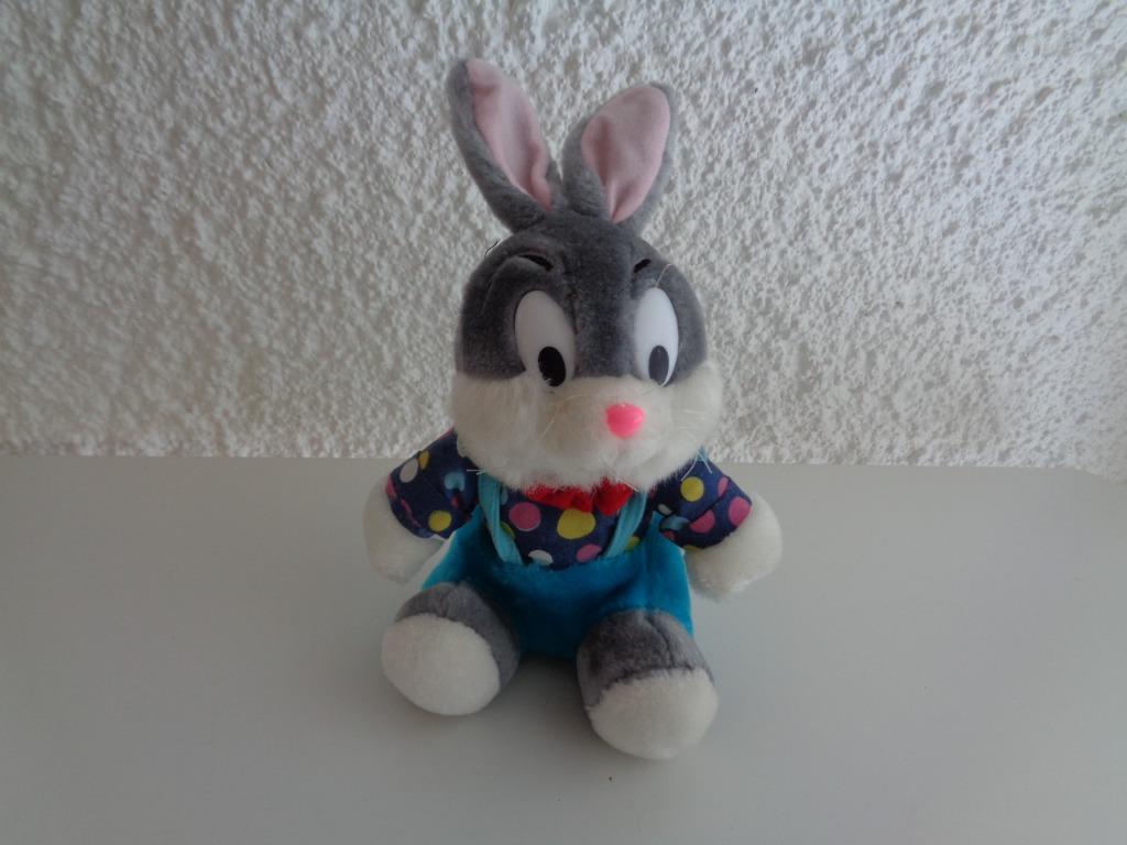 Doudou Lapin gris bleu assis ancien, Enfants & Bébés, Enlèvement ou Envoi, Utilisé, Lapin