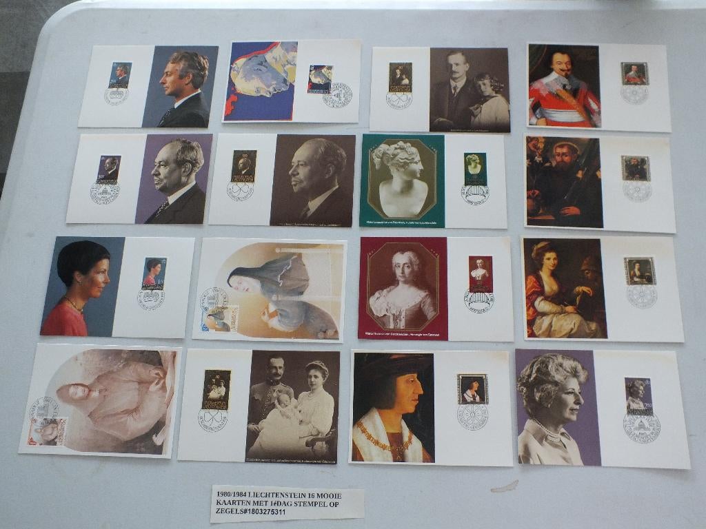 Liechtenstein 16 mooie kaarten met postzegel, Postzegels en Munten, Verzenden, Beschreven
