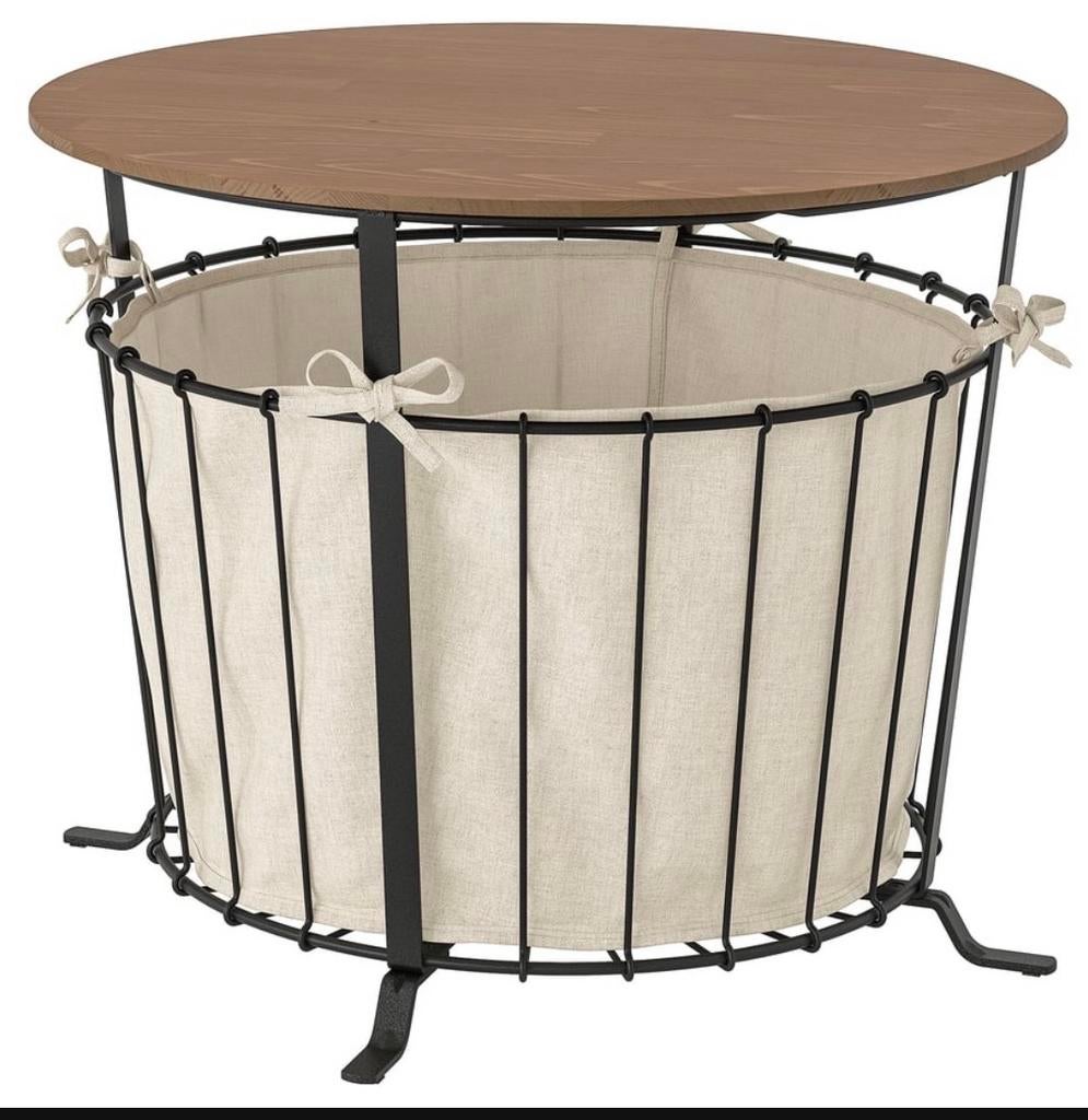 ÄNGESBYN Opbergtafel zwart/grenen lichtbruin gelazuurd 60cm, Huis en Inrichting, Tafels | Bijzettafels, Ophalen, Zo goed als nieuw
