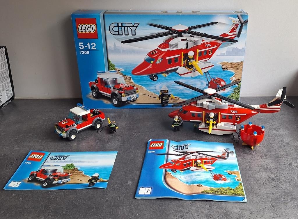 LEGO City 7206 Hélicoptère bombardier d'eau et jeep pompiers, Enfants & Bébés, Jouets | Duplo & Lego, Comme neuf, Lego, Ensemble complet