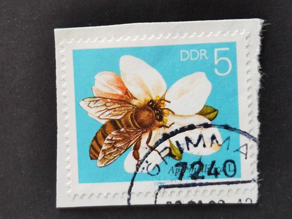 DDR 1990 - insectes - abeilles - fleurs de pommier, Enlèvement ou Envoi, RDA, Affranchi