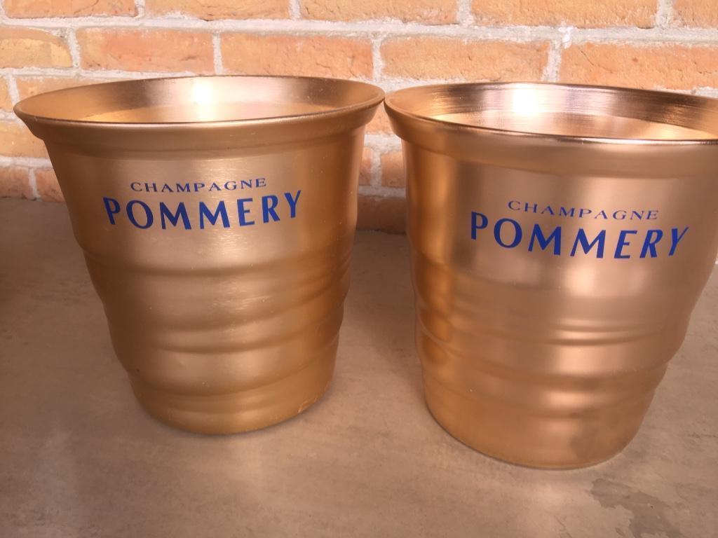 Koperkleurige ijsemmers champagne Pommery, Ophalen, Zo goed als nieuw, Champagne