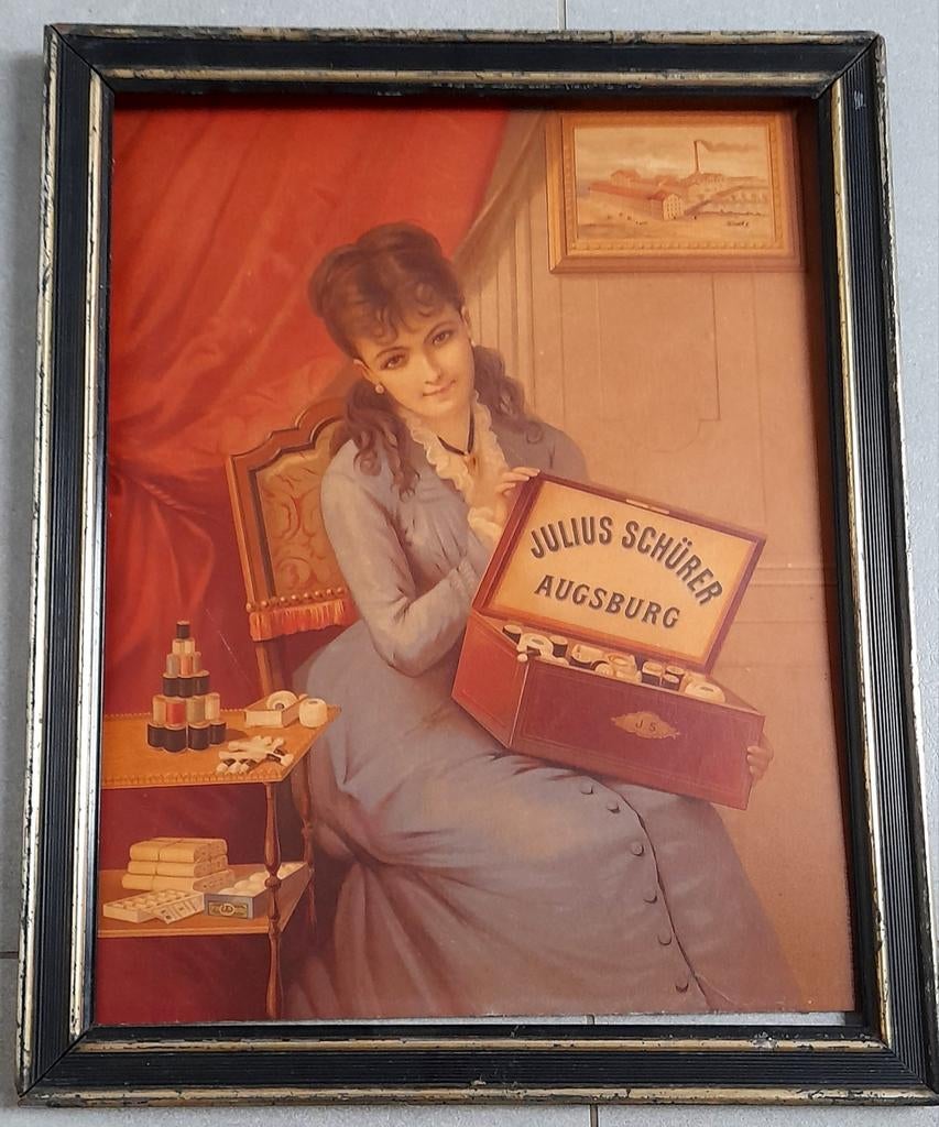 Antieke reclame Julius Schürer Augsburg, Antiek en Kunst, Ophalen of Verzenden